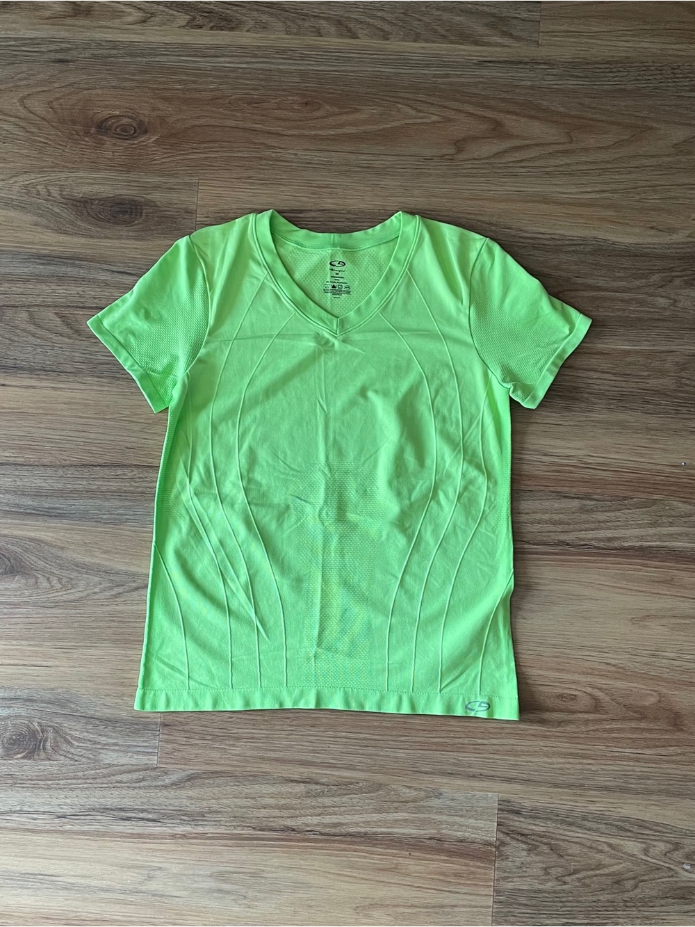 Champion C9 Neon Green Short Sleeve V-Neck Athletic Tee